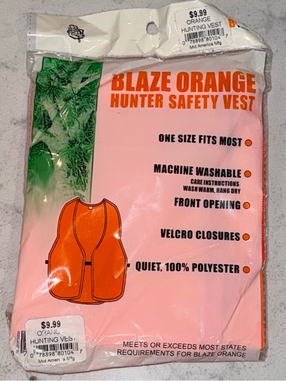 NWT-Blaze Orange Hunter Safety Vest - High Visibility-Hunting